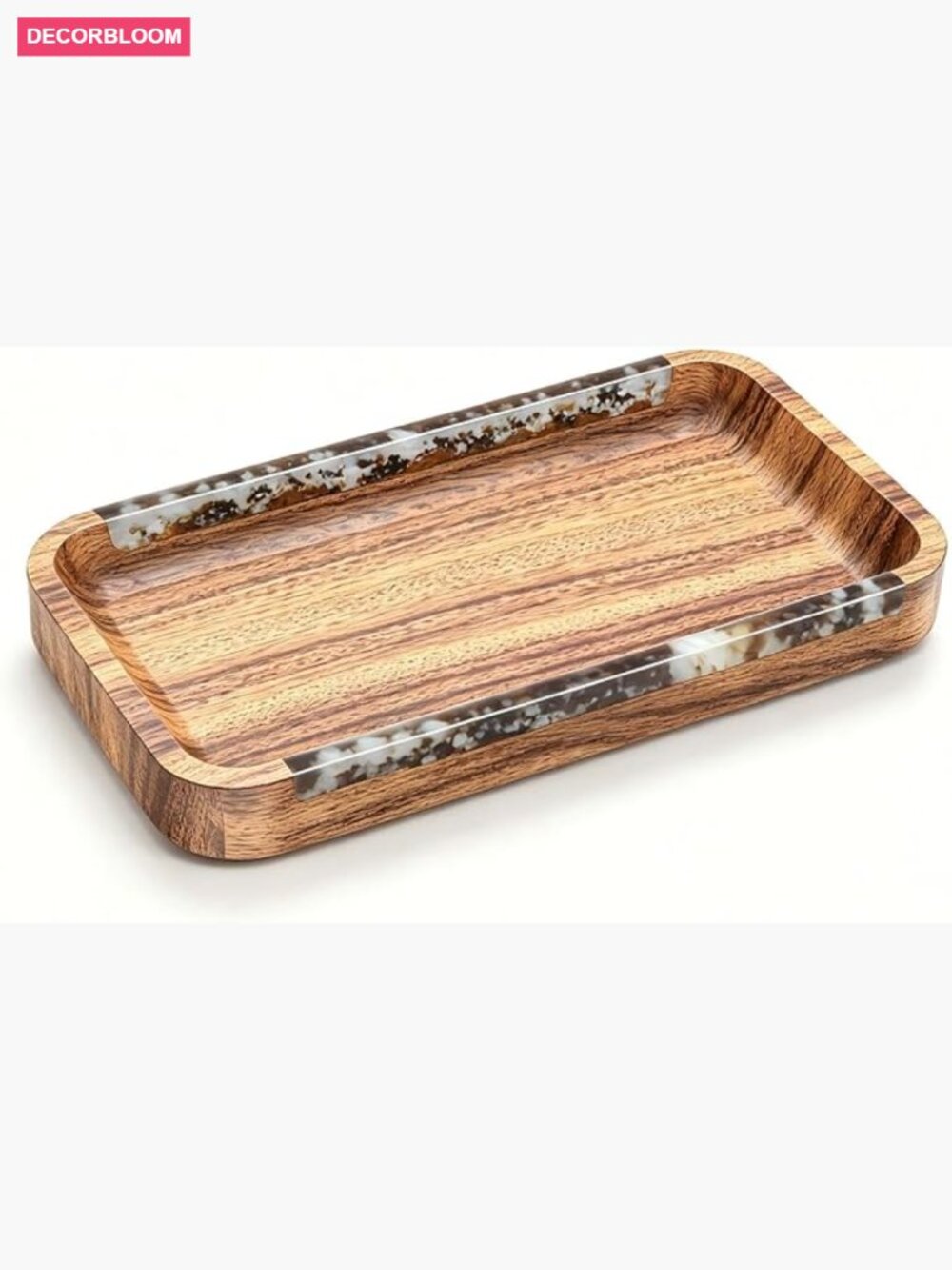 Handcrafted Seashell Resin Charcuterie Board with Acacia Wood Base, 13x7 inch